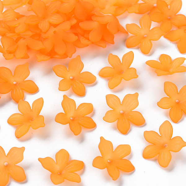 

PandaHall Frosted Acrylic Bead Caps, 20x21.5x4.5mm, Hole: 1.6mm, about 1630pcs/500g Acrylic Orange