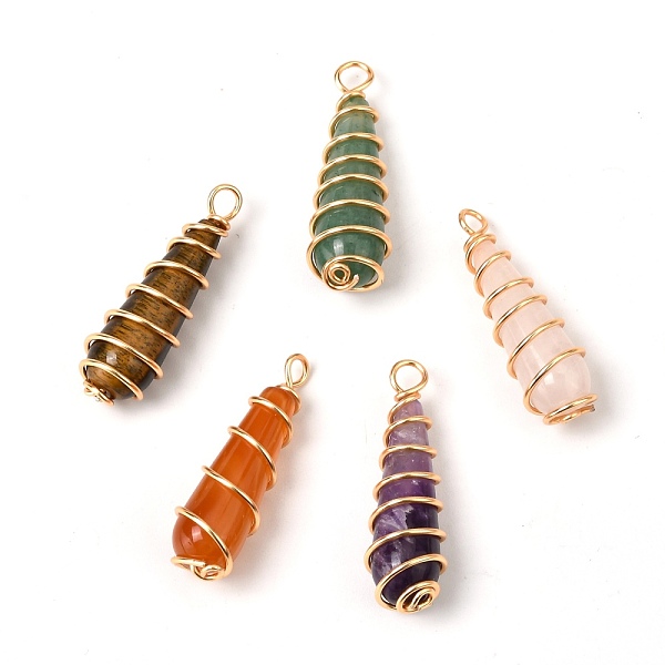

PandaHall Natural Mixed Gemstone Pendants, with Real 18K Gold Plated Brass Findings, Teardrop, 37.5~38.5x10.5~12.5mm, Hole: 3~3.5mm Mixed...