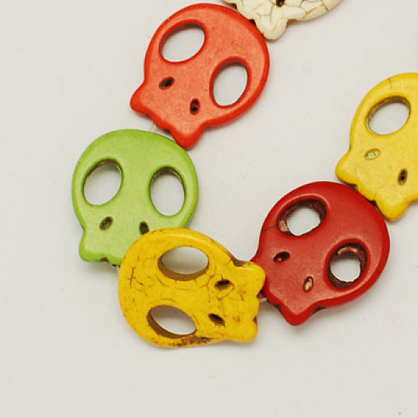 

PandaHall Synthetical Turquoise Beads Strands, Dyed, Skull, for Halloween, Mixed Color, 15x13x3mm, Hole: 1mm, about 20pcs/strand Synthetic..., Multicolor