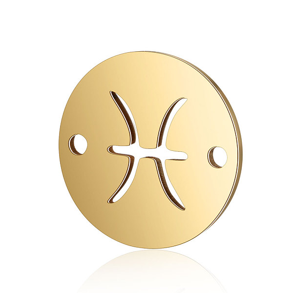 

PandaHall Titanium Steel Links connectors, Flat Round with Constellation, Golden, Pisces, 12x0.8mm, Hole: 0.8mm Titanium Steel Pisces
