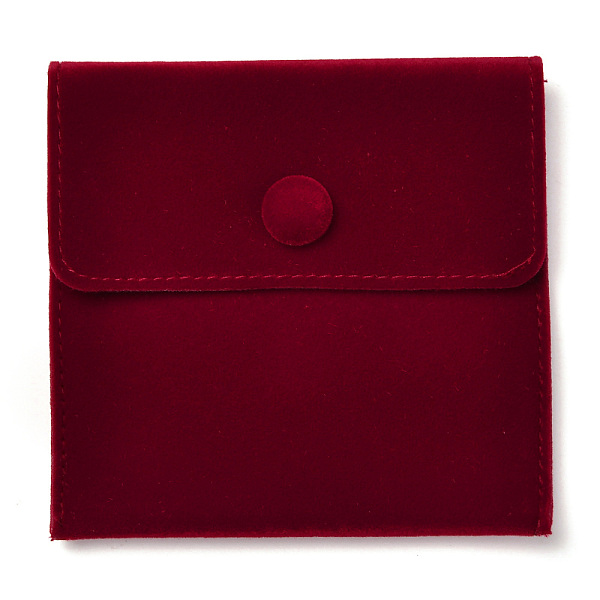 

PandaHall Square Velvet Jewelry Bags, with Snap Fastener, Dark Red, 10x10x1cm Velvet