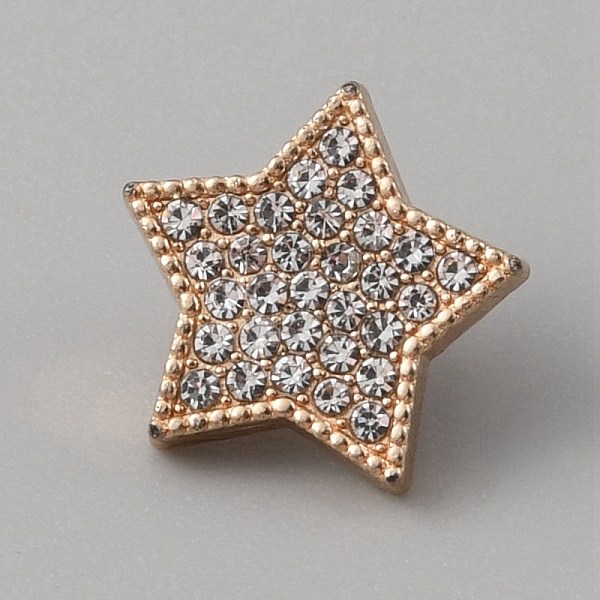 

PandaHall 1-Hole Alloy Rhinestone Shank Buttons, Star, Light Gold, 14x6.5mm, Hole: 2.4mm Alloy Star Clear