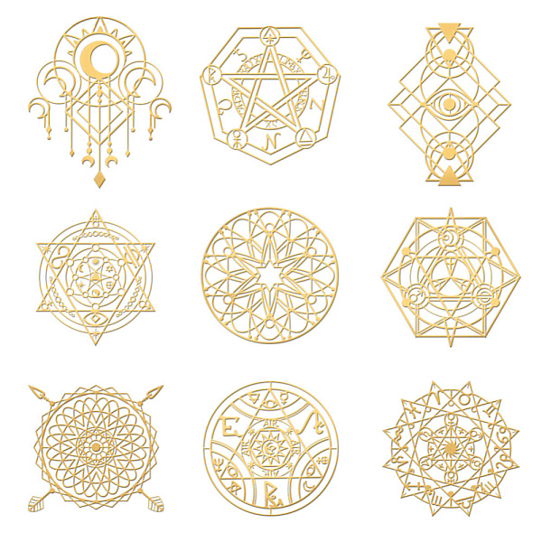 

PandaHall OLYCRAFT 9pcs 1.6x1.6 Inch Magic Circle Stickers Occult Symbol Stickers Self Adhesive Gold Metal Stickers Fantasy Theme Metal...