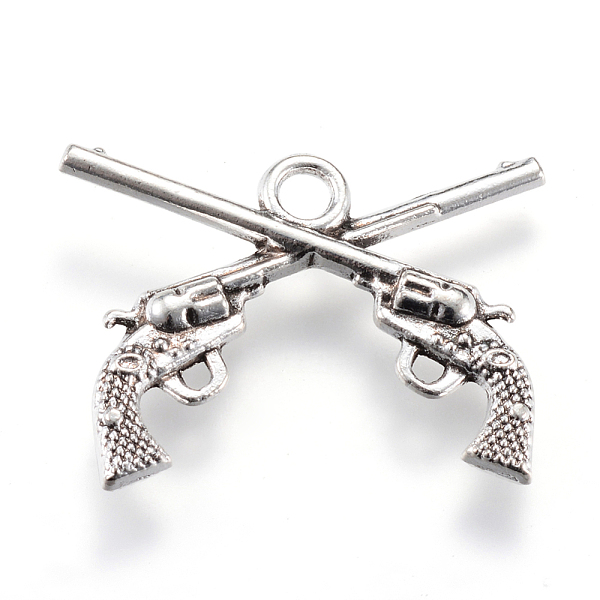 

PandaHall Tibetan Style Alloy Pendants, Gun, Cadmium Free & Lead Free, Antique Silver, 20.5x27.5x3mm, Hole: 2.5mm, about 420pcs/1000g Alloy...