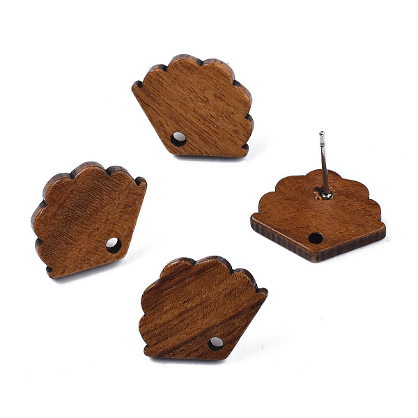 

PandaHall Walnut Wood Stud Earring Findings, with Hole and 304 Stainless Steel Pin, Fan, Peru, 13.5x17mm, Hole: 1.6mm, Pin: 0.7mm Wood Fan..., Brown