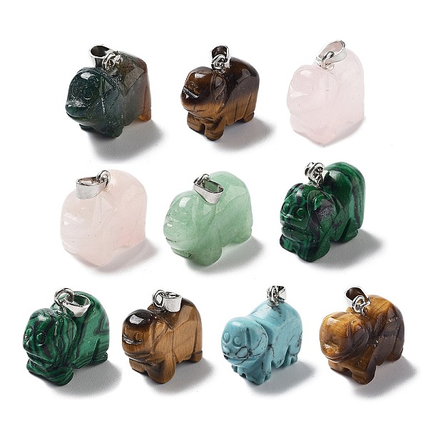 

PandaHall Natural & Synthetic Mixed Gemstone Pendants, Dog Charms with Platinum Plated Metal Snap on Bails, Mixed Dyed and Undyed...