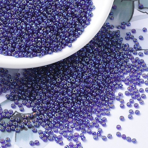 

PandaHall MIYUKI Round Rocailles Beads, Japanese Seed Beads, 11/0, (RR1020) Silverlined Cobalt AB, 2x1.3mm, Hole: 0.8mm, about 1111pcs/10g..., Blue