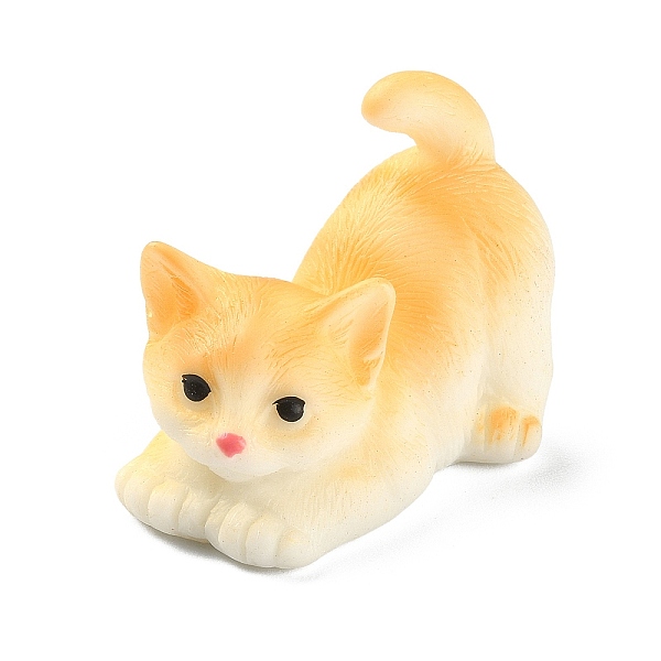PandaHall Resin Cat Display Decorations, for Desktop Car Decoration, Orange, 35.5x22.5x27mm Resin Cat Shape Orange