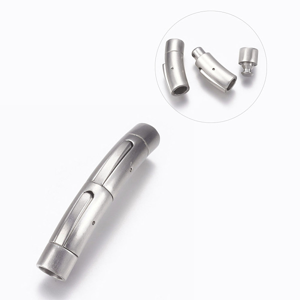

PandaHall 304 Stainless Steel Bayonet Clasps, Matte, Matte Platinum, 46x8mm, Hole: 6mm 304 Stainless Steel