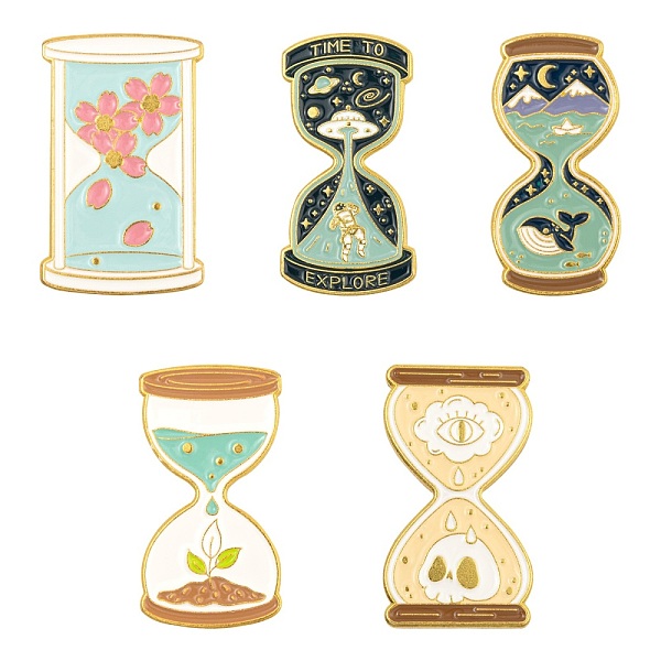 

PandaHall 5Pcs 5 Style Alloy Enamel Brooches, Enamel Pin, with Butterfly Clutches, Sand Clock, Golden, Mixed Color, 29.5x14~18x9.5~10mm, Pin..., Multicolor