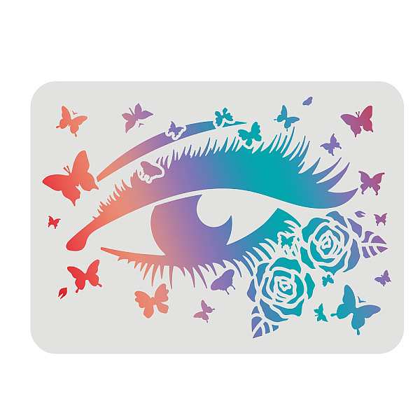 PandaHall FINGERINSPIRE Eye Stencil For Painting 29.7x21cm Reusable Beauty Eyes Drawing Stencil Butterfly Stencil Rose Stencil for Painting...