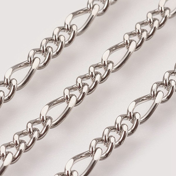 

PandaHall Handmade 304 Stainless Steel Figaro Chains, Unwelded, with Spool, Stainless Steel Color, 4~6x2.8x0.6mm, about 32.8 Feet(10m)/roll...