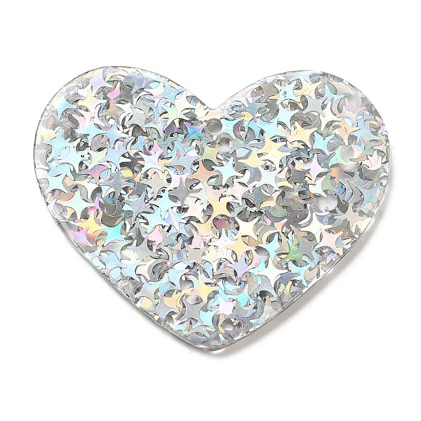 

PandaHall Acrylic with Paillettes Pendants, Heart, Silver, 35.5x44x2mm, Hole: 1.8mm Acrylic Heart Silver
