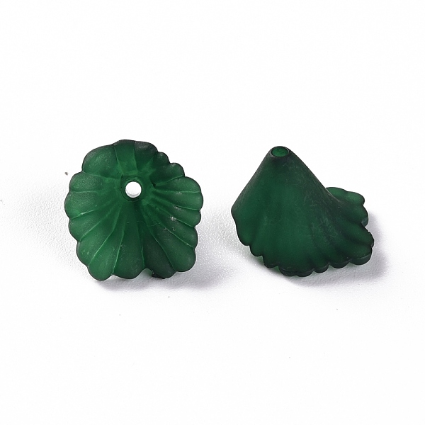 

PandaHall Frosted Acrylic Bead Caps, Flower, Dark Green, 12x12x9mm, Hole: 1.2mm, about 1700pcs/500g Acrylic