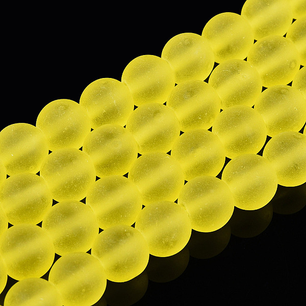 

PandaHall Transparent Glass Beads Strands, Frosted, Round, Yellow, 8~8.5mm, Hole: 1.5mm, about 51~53pcs/strand, 14.96 inch~15.55 inch...