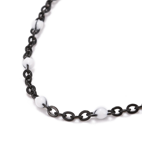 

PandaHall Ion Plating(IP) 304 Stainless Steel Cable Chain Necklaces, with Enamel, White, 17.91 inch(455mm) 304 Stainless Steel White