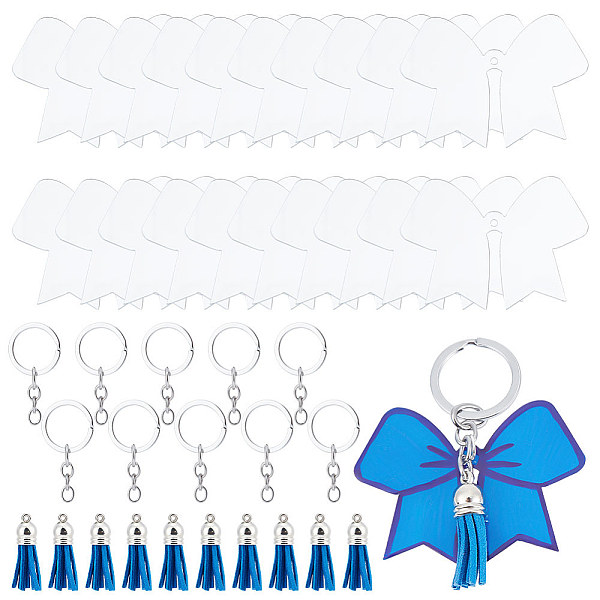 

PandaHall SUNNYCLUE 60Pcs DIY 20 Sets Acrylic Keychain Blanks for Vinyl Kit Bowknot Acrylic Blank Charms Large Charm Blanks Blue Keychain..., Multicolor