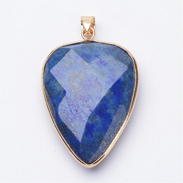 

PandaHall Faceted Natural Lapis Lazuli Pendants, with Golden Tone Brass Findings, teardrop, 40x27x7~9mm, Hole: 4x5mm Lapis Lazuli Teardrop