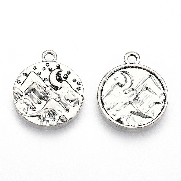 

PandaHall Tibetan Style Alloy Pendants, Cadmium Free & Lead Free, Flat Round with Mountain, Antique Silver, 24.5x20.5x2mm, Hole: 2.2mm Alloy...