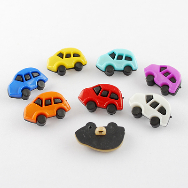 

PandaHall Acrylic Shank Buttons, 1-Hole, Dyed, Car, Mixed Color, 16x25x8mm, Hole: 3mm Acrylic Vehicle Multicolor