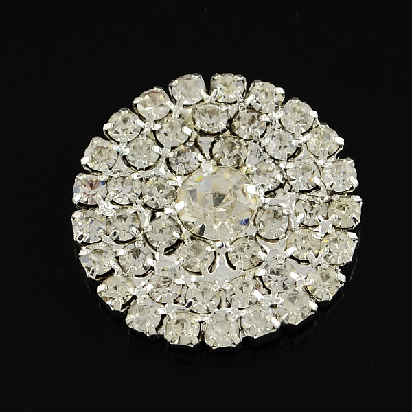 

PandaHall Brass Crystal Rhinestone Cabochons, Flat Round, Crystal, 21x7.5mm Brass+Rhinestone Flat Round Clear