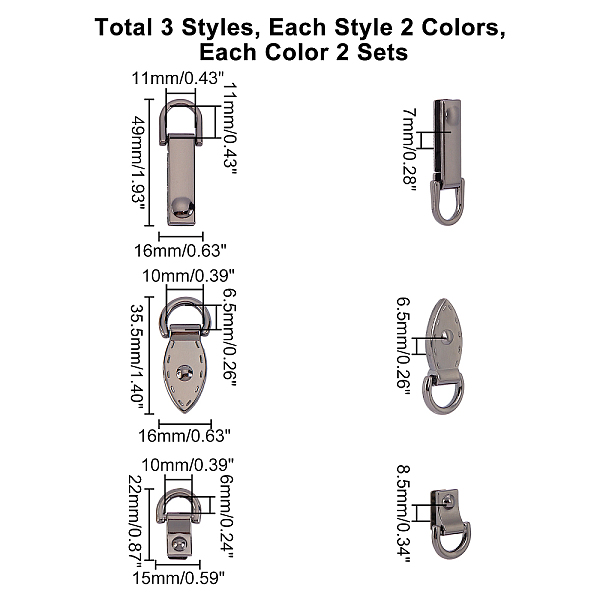 

PandaHall 3 Colors Alloy Hanger Ring and Bag Lock Clasps, with with Iron Screws, for Bag Replacement Accessories, Mixed Color, 4.9x1.6x0.7cm...
