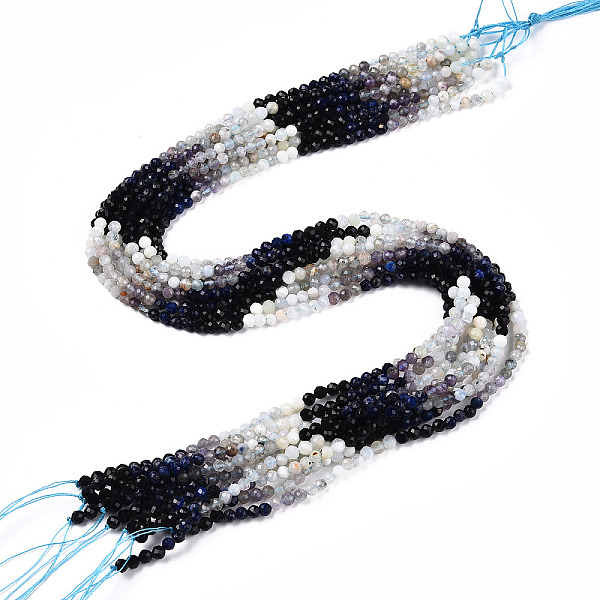 

PandaHall Natural Mixed Gemstone Beads Strands, Round Beads, Faceted, 4x4mm, Hole: 0.6mm, about 104~108pcs/strand, 15.35''~15.75''(39~40cm)...