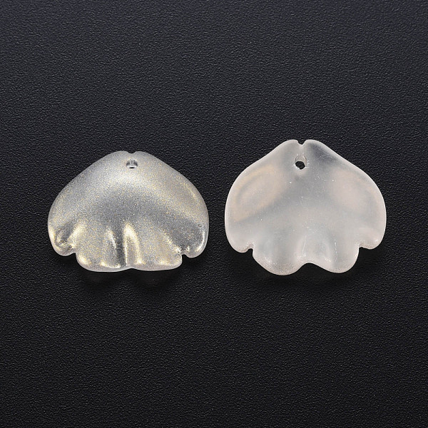 

PandaHall Transparent Baking Painted Frosted Glass Pendants, with Single Face Glitter Gold Powder, Shell, Wheat, 15x18x4mm, Hole: 1.2mm..., Orange