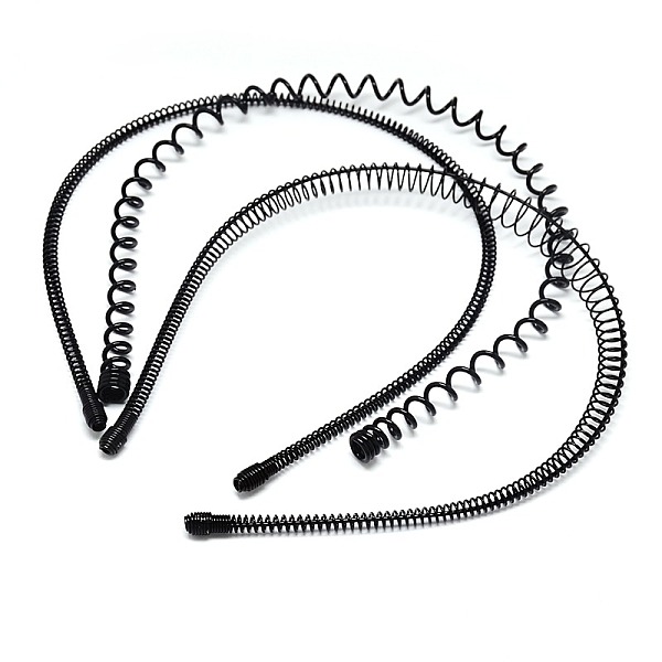 

PandaHall Mixed Styles Stylish Unisex Hair Accessories Wavy Hair Hoop Iron Hair Bands, Gunmetal, 130x145~150mm Iron Black