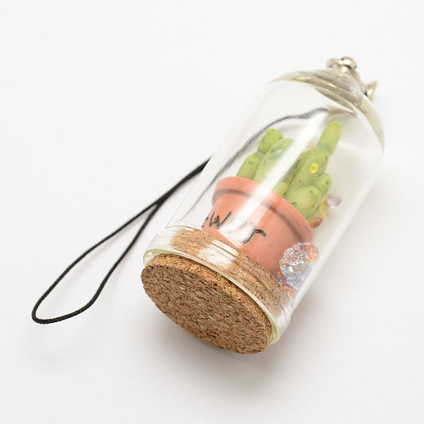 

PandaHall Glass Wishing Bottle Pendant Decoration, with Cork Stopper, Iron Findings, Nylon Cord and Resin, Mixed Color, 49x24mm Glass Bottle..., Multicolor
