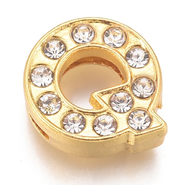

PandaHall Alloy Slide Charms, with Crystal Rhinestone, Letter, Letter.Q, Q: 12.5x12x4.2mm, Hole: 2x8mm Alloy+Rhinestone Letter Q