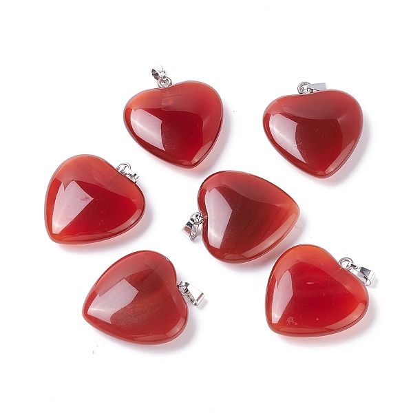 

PandaHall Natural Carnelian Pendants, with Platinum Tone Brass Findings, Heart, 27~28x24.5~26x6~8.5mm, Hole: 2.4x5.6mm Carnelian Heart