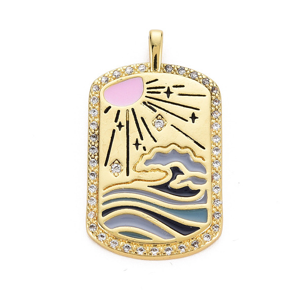 

PandaHall Brass Micro Pave Cubic Zirconia Pendants, with Enamel, Cadmium Free & Nickel Free & Lead Free, Real 16K Gold Plated, Rectangle..., Multicolor