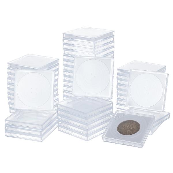 

PandaHall 50 Sets 5 Styles Plastic Square Coin Boxes, Commemorative Coin Collection Supplies, Clear, 48x48x6.5mm, 10 sets/style Plastic...
