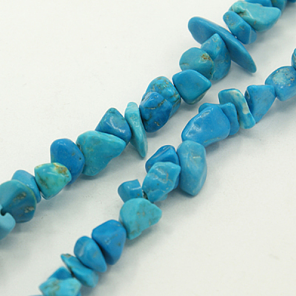 

PandaHall Natural Magnesite Chips Beads Strands, Dyed, 5~8mm, Hole: 0.3mm, about 32~34 inch Magnesite Chip Blue