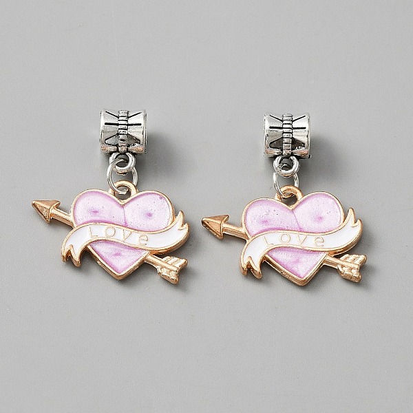 

PandaHall Alloy Enamel European Dangle Charms, Large Hole Pendants, Light Gold & Antique Silver, Heart Pattern, 23x15x2mm, Hole: 5mm..., Purple