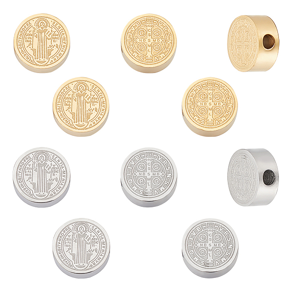 

PandaHall UNICRAFTALE 10Pcs 2 Colors Diameter 7.5mm 304 Stainless Steel Beads Flat Round Beads Medal Bracelets Beads Metal Beads for DIY...