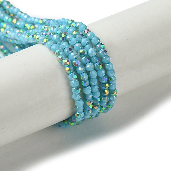 

PandaHall Electroplated Glass Beads Strands, Faceted, Half Plated, AB Color Plated, Round, Medium Turquoise, 2mm, Hole: 0.8mm, about...
