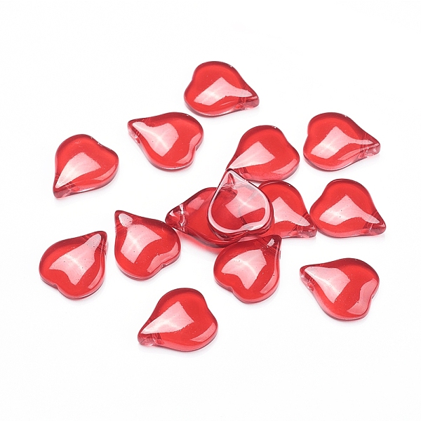 

PandaHall Glass Charms, Heart Shaped Petal, Crimson, 15x12x4.5mm, Hole: 1mm Glass Petaline Pink