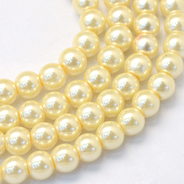 

PandaHall Baking Painted Pearlized Glass Pearl Round Bead Strands, Lemon Chiffon, 10~11mm, Hole: 1.5mm, about 80~85pcs/strand, 31.4..., Yellow