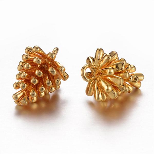

PandaHall Long-Lasting Plated Brass Charms, Pine Cone, Cadmium Free & Lead Free, Real 24K Gold Plated, 13.5x10mm, Hole: 1.5mm Brass Fruit