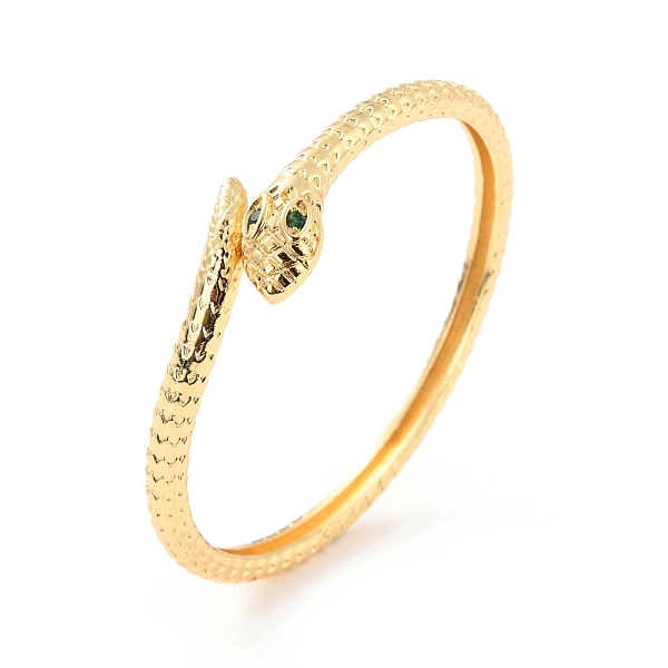 

PandaHall Bling Snake Cubic Zirconia Cuff Bangle, Real 18K Gold Plated Brass Serpent Wrap Open Bangle for Women, Cadmium Free & Lead Free..., Green