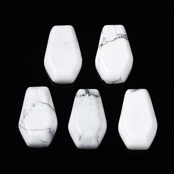 

PandaHall Natural Howlite Cabochons, Hexagon, 30x19x6~8mm Howlite Hexagon