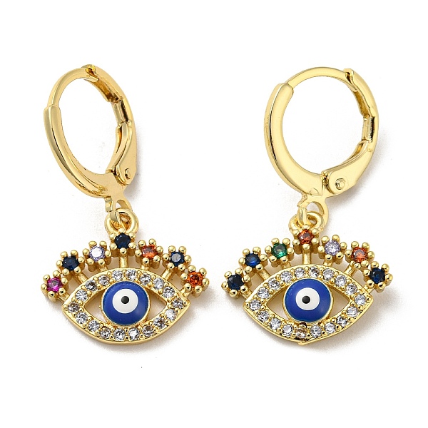 

PandaHall Evil Eye Real 18K Gold Plated Brass Dangle Leverback Earrings, with Enamel and Cubic Zirconia, Blue, 25.5x15mm Cubic Zirconia Evil...