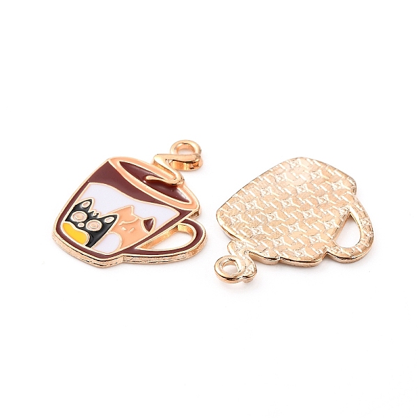 

PandaHall Alloy Enamel Pendants, Light Gold, Coffee Cup with Cat Charm, White, 25x19.5x1.6mm, Hole: 1.6mm Alloy+Enamel Cat Shape White