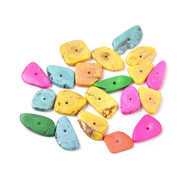 

PandaHall Natural Howlite Chip Beads Strands, Dyed & Heated, Mixed Color, 9~30x5~25x4~8mm, Hole: 1mm, about 900pcs/1000g Howlite Chip..., Multicolor