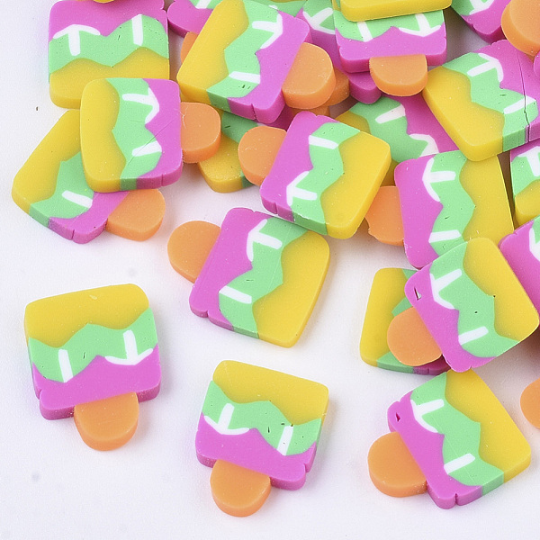 

PandaHall Handmade Polymer Clay Cabochons, Ice Lolly, Colorful, 10.5~12.5x8~10x1~4mm, about 5000pcs/1000g Polymer Clay Food