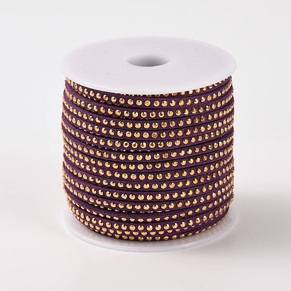 

PandaHall Rivet Faux Suede Cord, Faux Suede Lace, with Aluminum, Purple, 3x2mm, about 20yards/roll Faux Suede+Rivet Purple