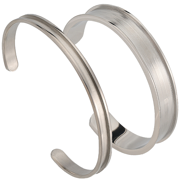 

PandaHall SUNNYCLUE 1 Box 2Pcs Stainless Steel Bangle Bracelet Blanks C-Shaped Cuff Bangles Oval Grooved Inlay Bracelets Base 5x6cm Women...