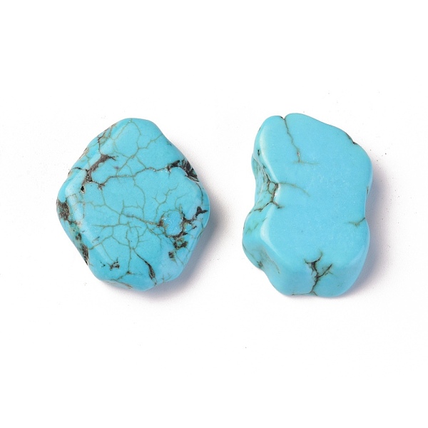 

PandaHall Natural Magnesite Beads, Flat Slab Beads, No Hole/Undrilled, Dyed, Nuggets, Pale Turquoise, 23~26x18~21x4.5~6mm Magnesite Nuggets..., Cyan